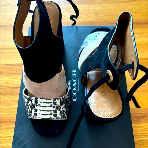 Minetta Land Heel Sandals snake/suede Black Black/White 9 - Picture 10 of 11